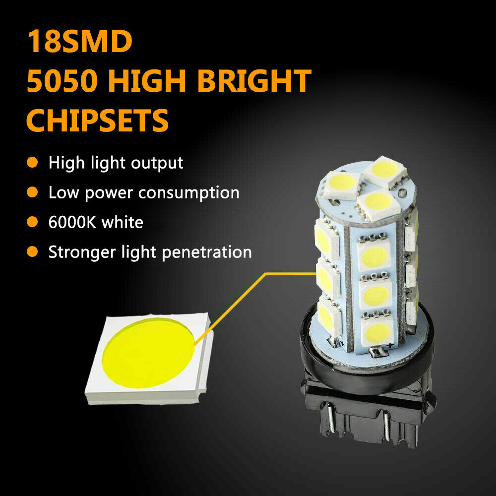 10pcs 3157 3156 18SMD LED Reverse Tail Brake Turn Signal Light Bulbs 6000K White