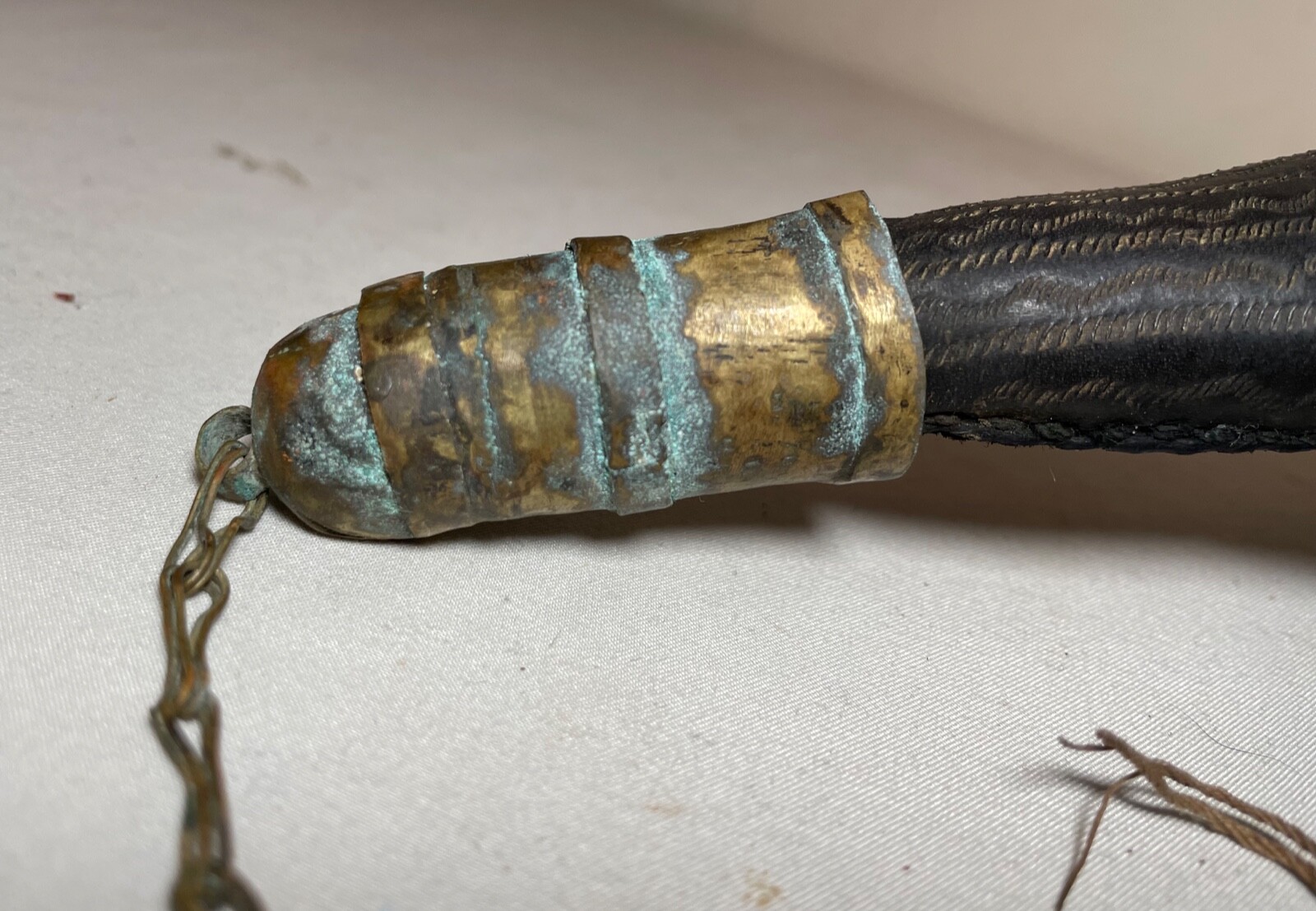 ANTIQUE 1800's HANDMADE ETCHED LEATHER BRASS WATER SHOT FLASK JUG POWDER EARLY