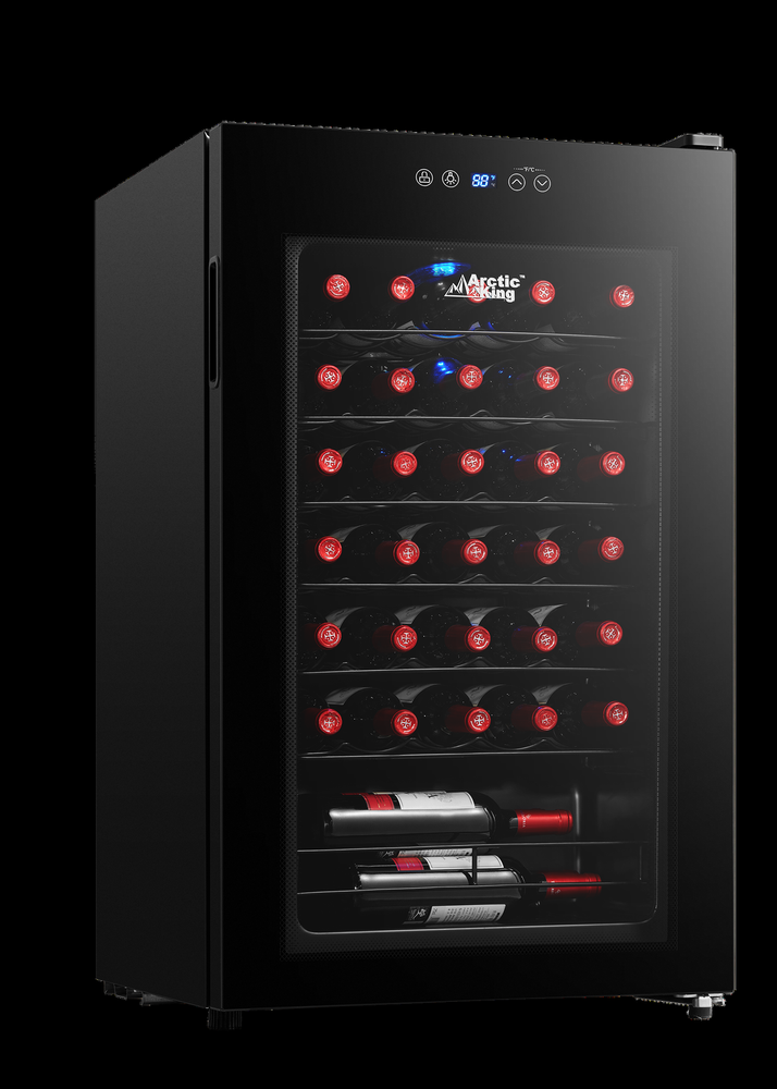 Arctic King Premium 34-Bottle Wine Cooler Refrigerator Compressor Chilling Tech