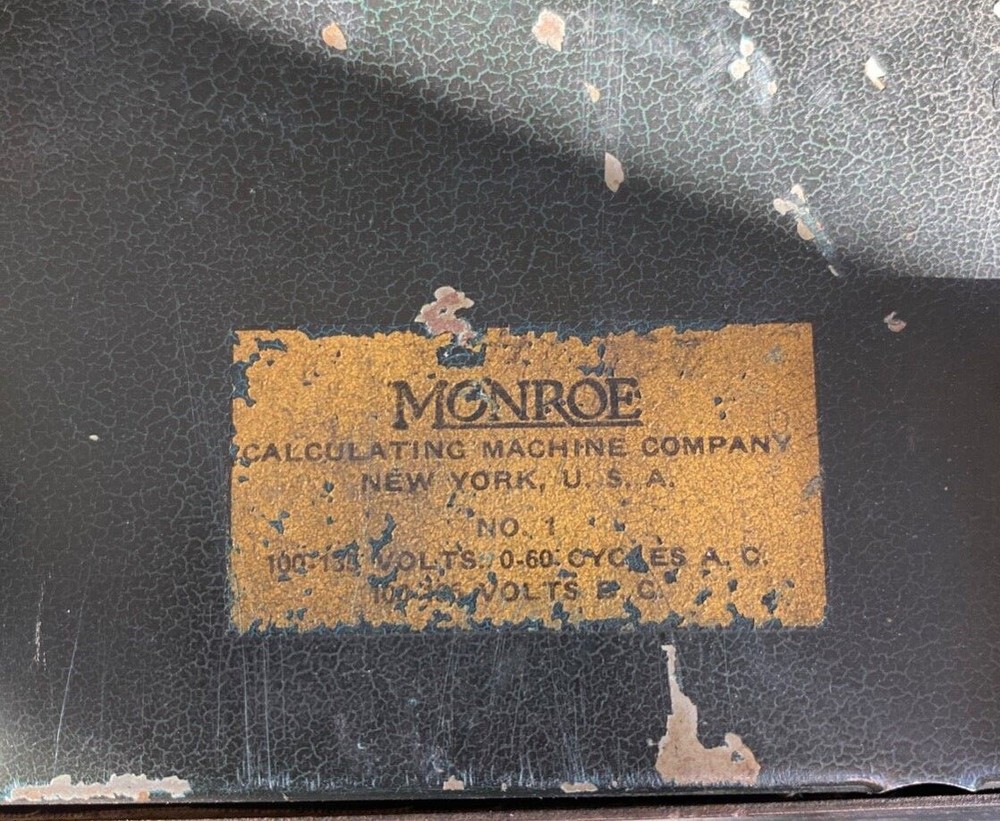 Vintage Monroe Calculator Adding Machine No. 1 Untested