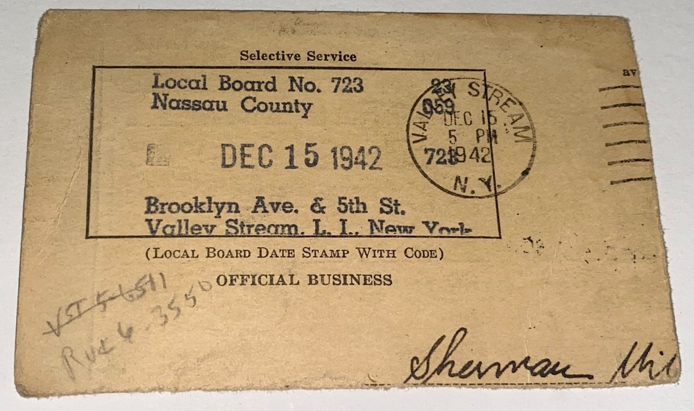 Rare Antique American WWII Notice Classification Capt. Sherman Tarleton! US!