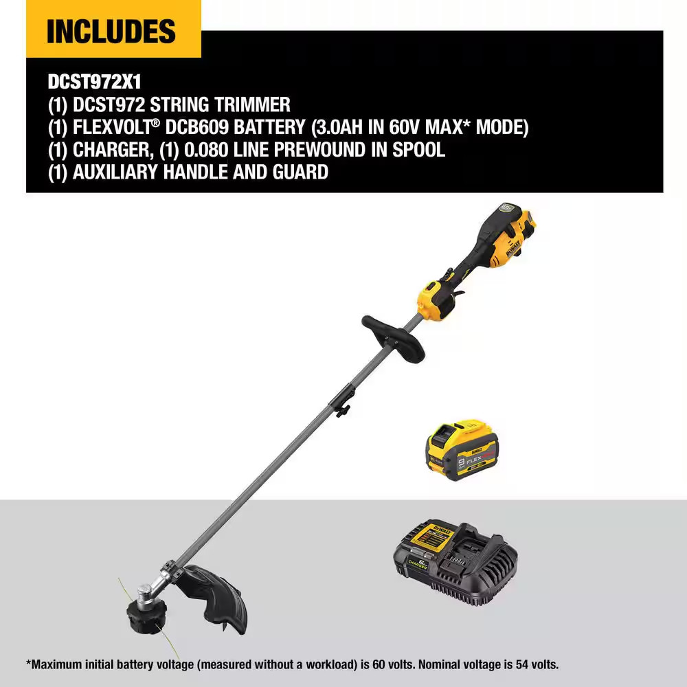 DeWALT DCST972X1 60V MAX 17" Brushless Attachment Capable String Trimmer Kit