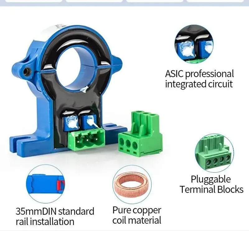 Current Transmitter Open Loop Split Core AC DC 50A 100A 500A 1000A Hall Sensor