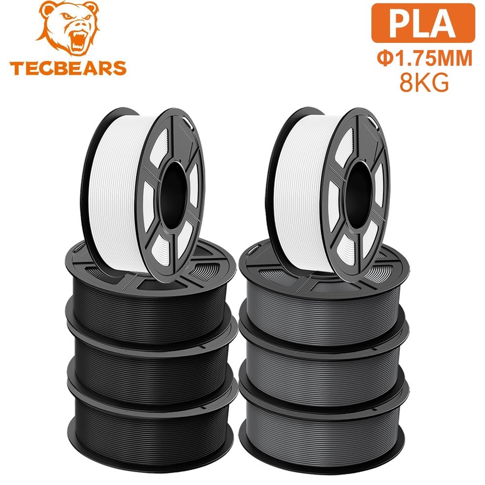 TECBEARS 8KG PLA 3D Printer Filament Bundle 1.75mm Less Stringing Entry Level