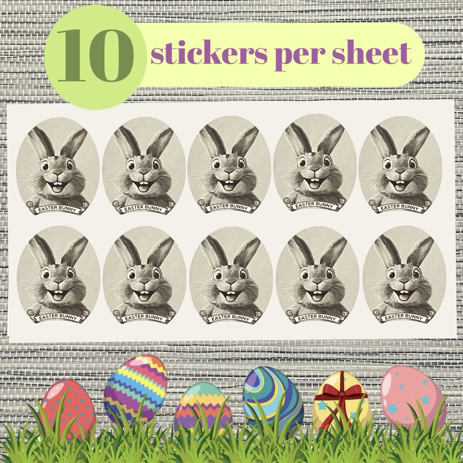 Lot of 10 Bunny Money US Dollar Bill Stickers $1 and $2 Easter Bunny Money Gift
