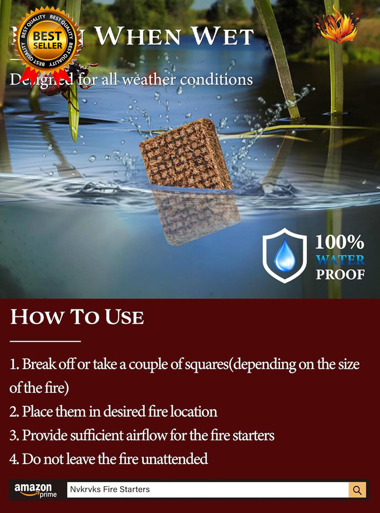 Fire Starter Squares 192 Natural & Odourless Firestarters Cubes for Campfire