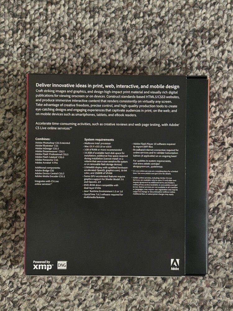 Adobe Creative Suite 5.5 CS5.5 Design Premium For Mac OS Upgrade Version