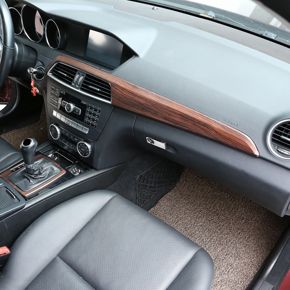For Benz C-Class 2010-2013 Wood Grain Middle Console Dashboard Panel Trim