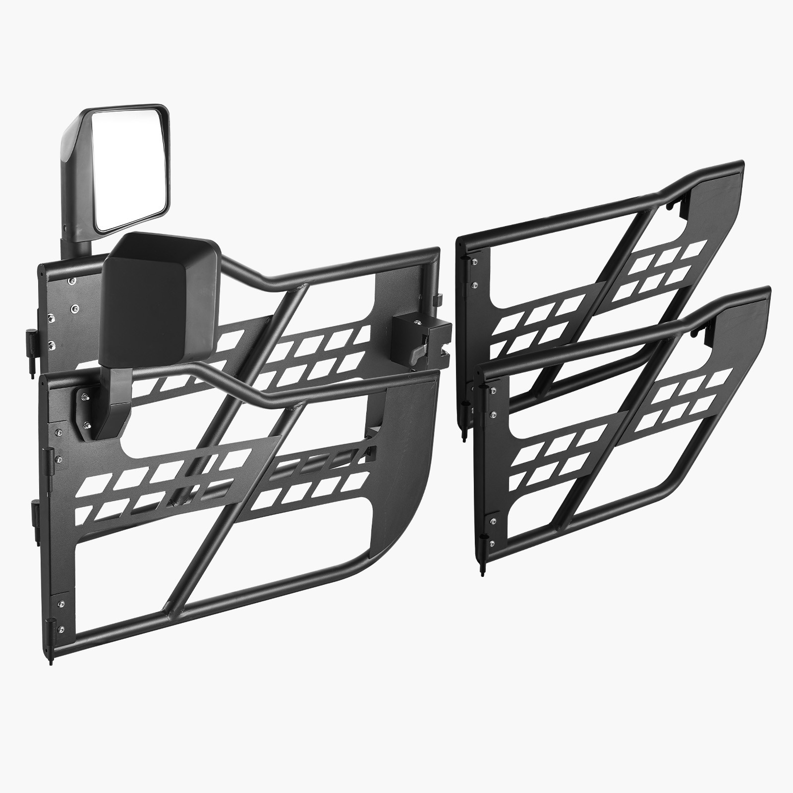 Front+Rear Side Tube Doors & Side View Mirrors For 2007-2018 Jeep Wrangler JK