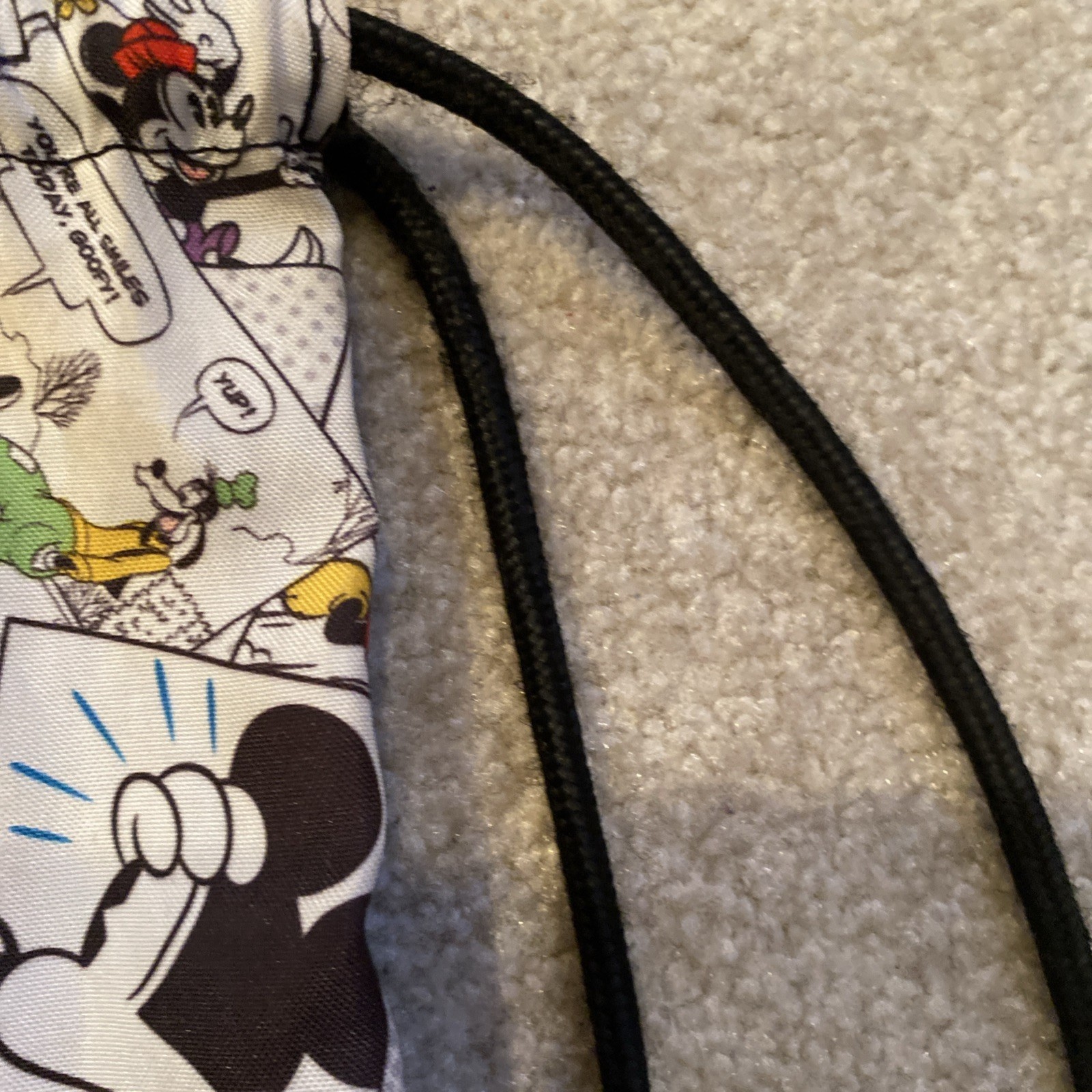 Walt Disney World Parks Drawstring Backpack Comic Strip Mickey Mouse Cinch Bag