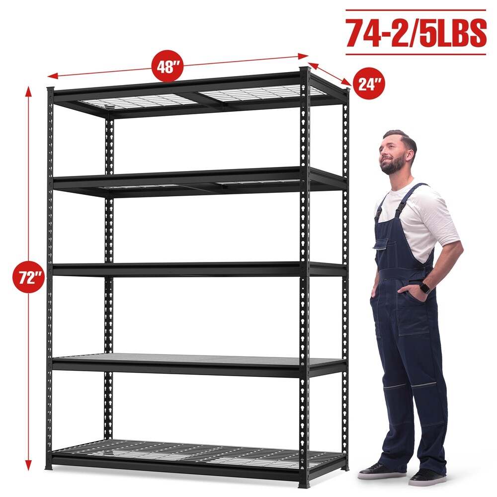 48”Wx 24”Dx72”H Adjustable Heavy Duty Shelving 5Tier Storage Shelves Metal Shelf