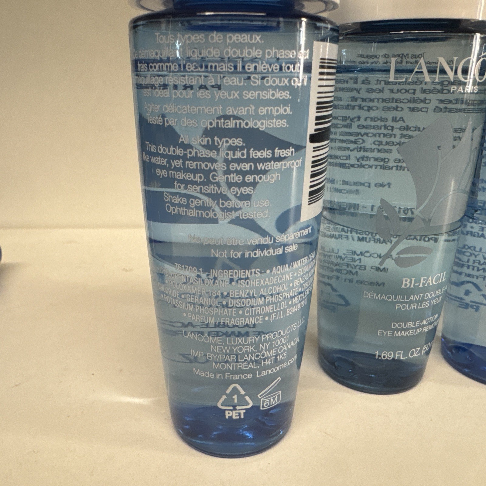 3 x Lancome Bi-Facil Double Action Eye Makeup Remover 1.7 oz / 50ml Each