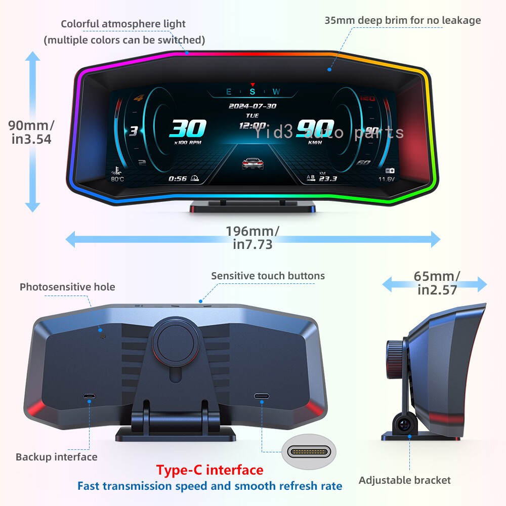 P4 Car LCD Head Up Display OBD2 GPS Dual System Projector Speedometer Tachometer