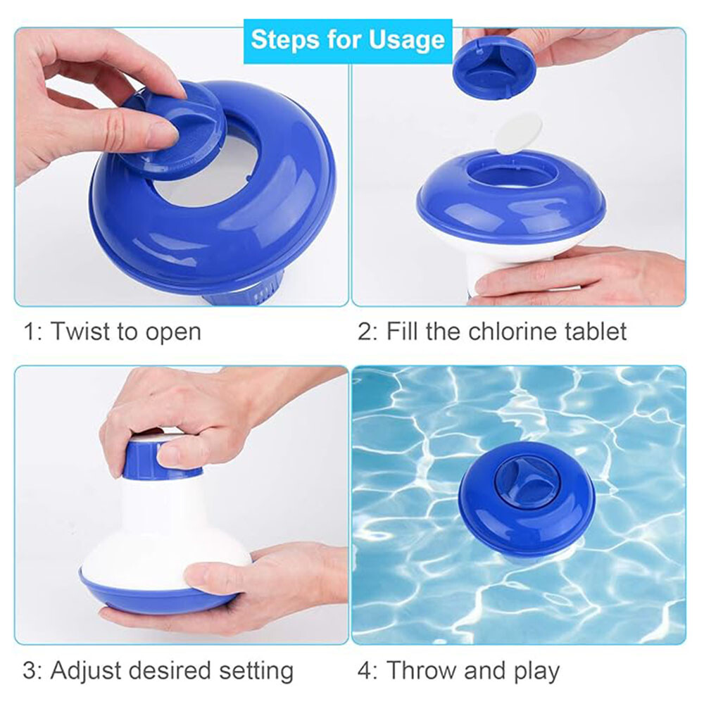Floating Spa Chlorine Dispenser Twist Lock Cap,Adjustable Flow,Small Pool Safe