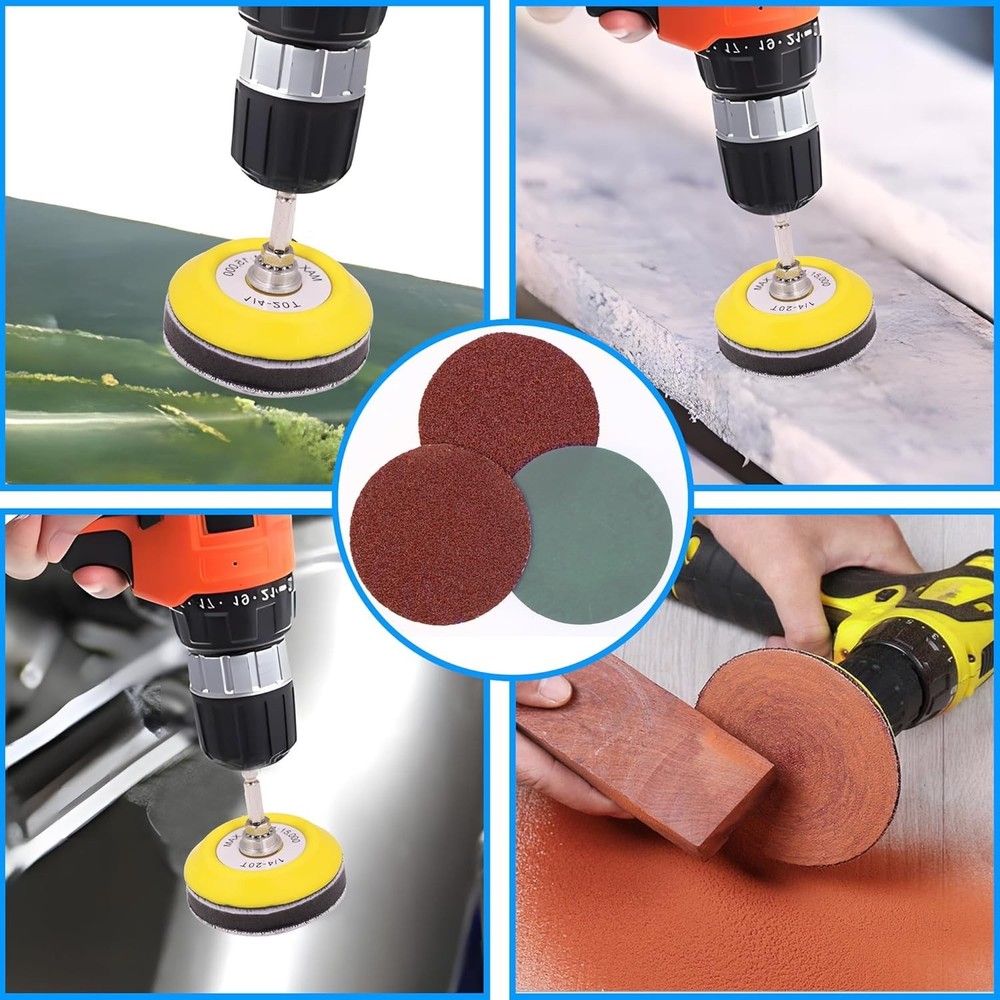 100pcs 3 Inch Sanding Discs Hook and Loop, Drill Sander Pads Attachment for R...