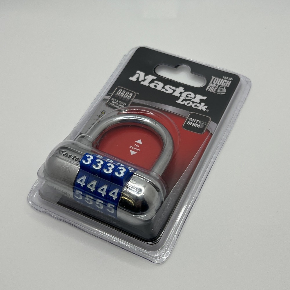 Master Lock Padlock 1523D 4-Digit Combination Number Lock - Blue