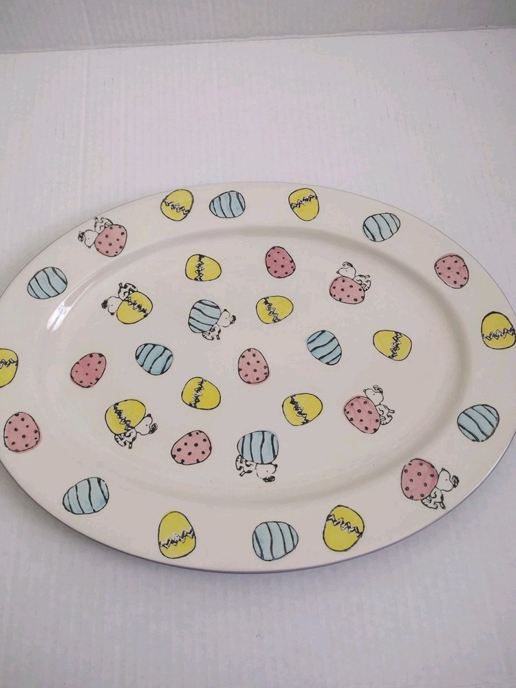 Gibson Snoopy Peanuts Easter Serving Plate Egg Platter 14" Holiday 2020 Eggs
