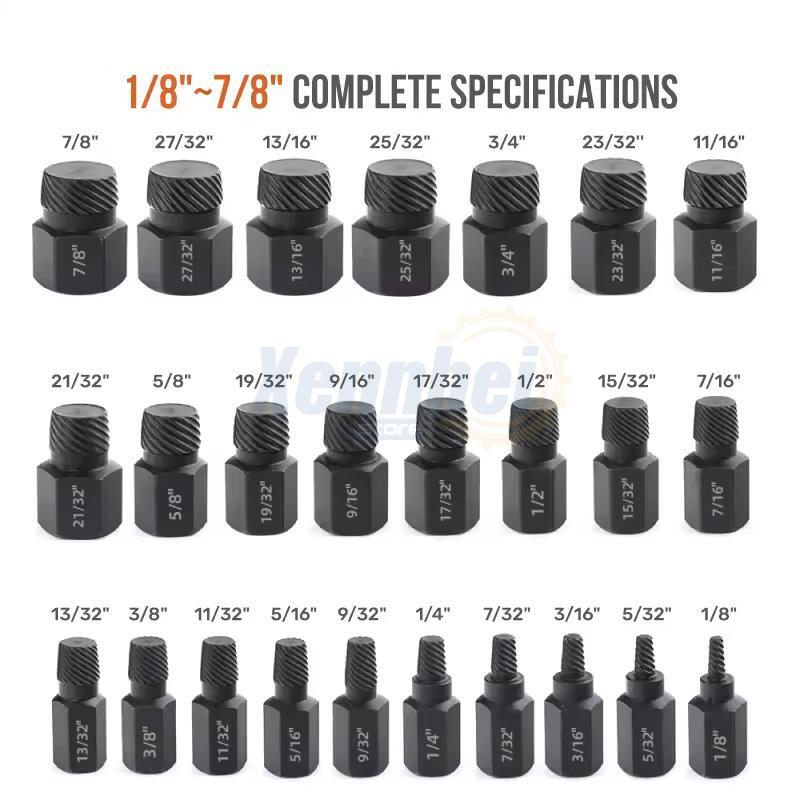 25Pcs Screw Extractor Set Hex Head Multi-Spline Easy Out Bolt Extractor Set New
