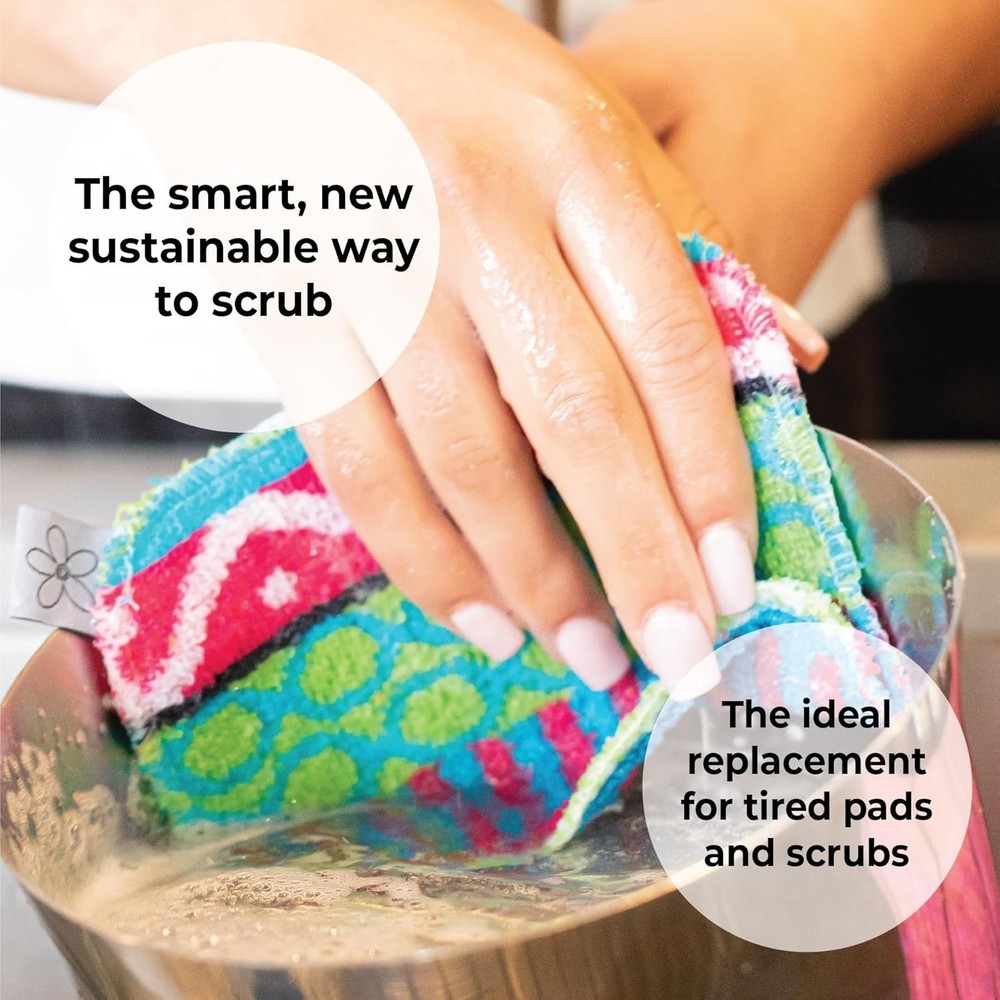 Skoy Scrub, 8-Pack Reusable, Non-Scratching Dish Scrubber 8-Pack, Assorted