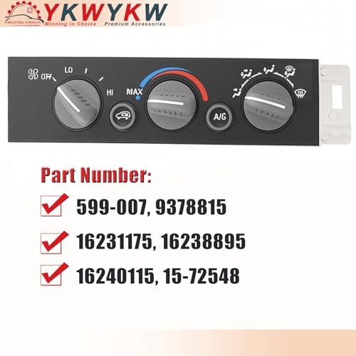 A/C Heater Control Switch Panel Without Rear Window Defogger Replacement for