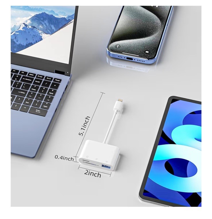 SD Card Reader for iPhone Lightning Adapter SD TF Memory Card Viewer