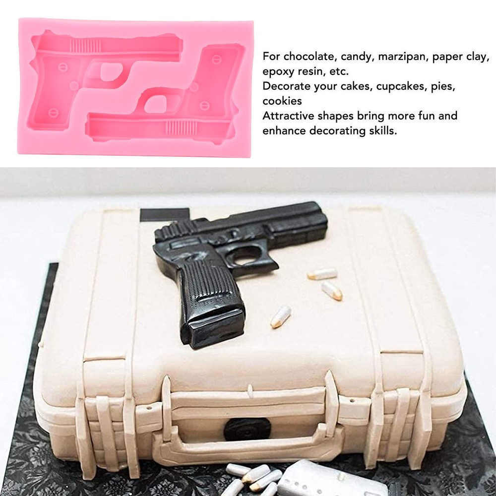 3D Weapon Shape Silicone Molds Pistol Shaped Baking Molds