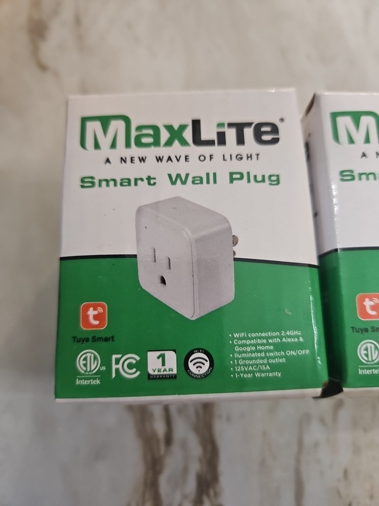 MaxLite WiFi Smart Wall Plug (Google and Alexa Compatible) NEW SEALED 3 Pack