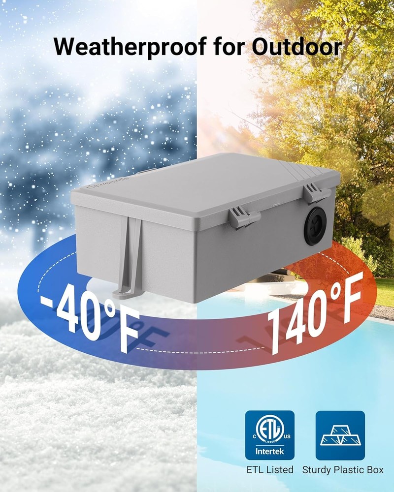 DEWENWILS Pool Pump Timer, Digital Timer Box, 2HP 40A 120-277 VAC, 7-Day Gray
