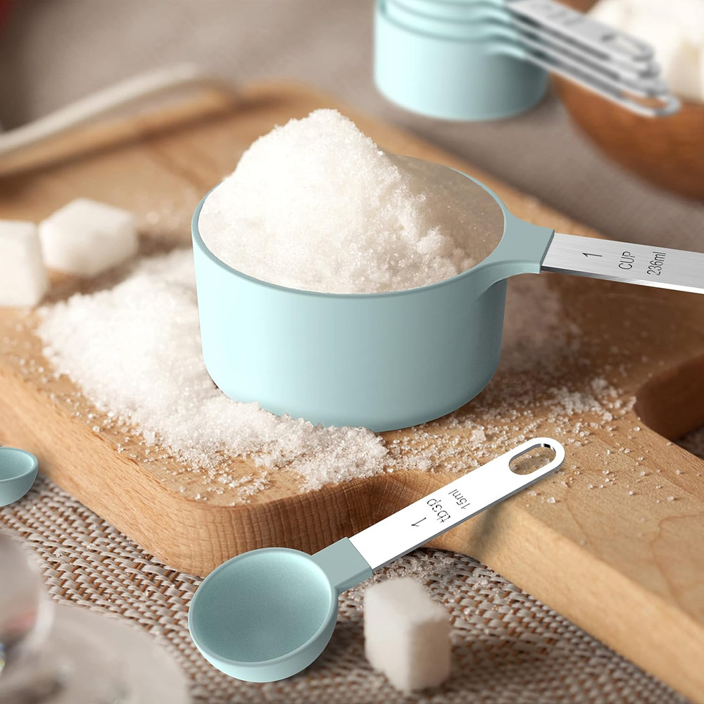 Measuring Cups & Spoons Set, Stackable Cups and Spoons, Nesting Measure Cups wit