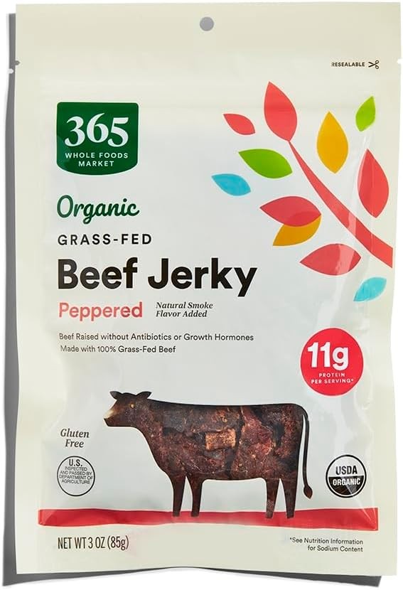 , Organic Peppered Beef Jerky, 3 Ounce