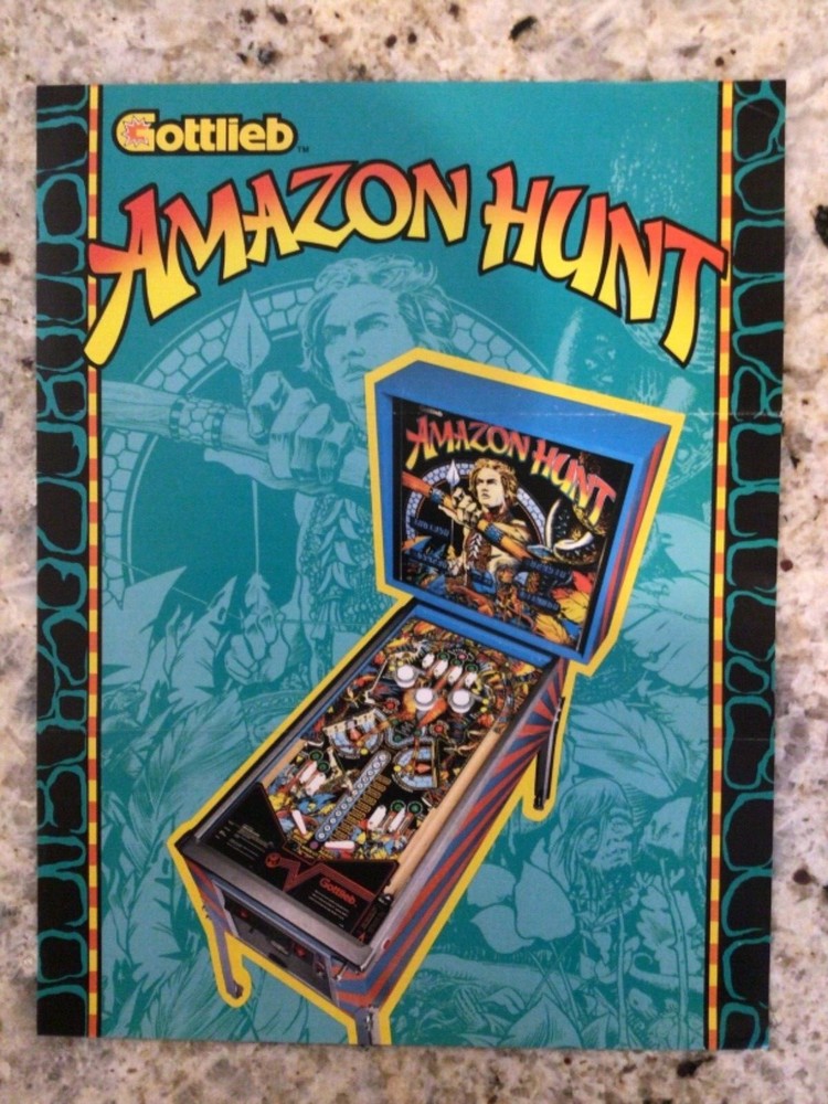 Gottlieb Amazon Hunt pinball machine brochure