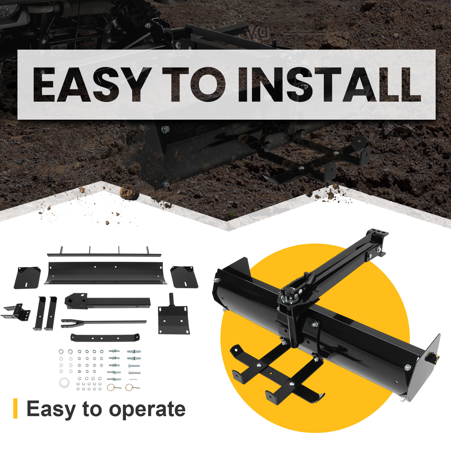 38" Adjustable Behind Steel Powder Coated Box Scraper W/Hardware For Tractor