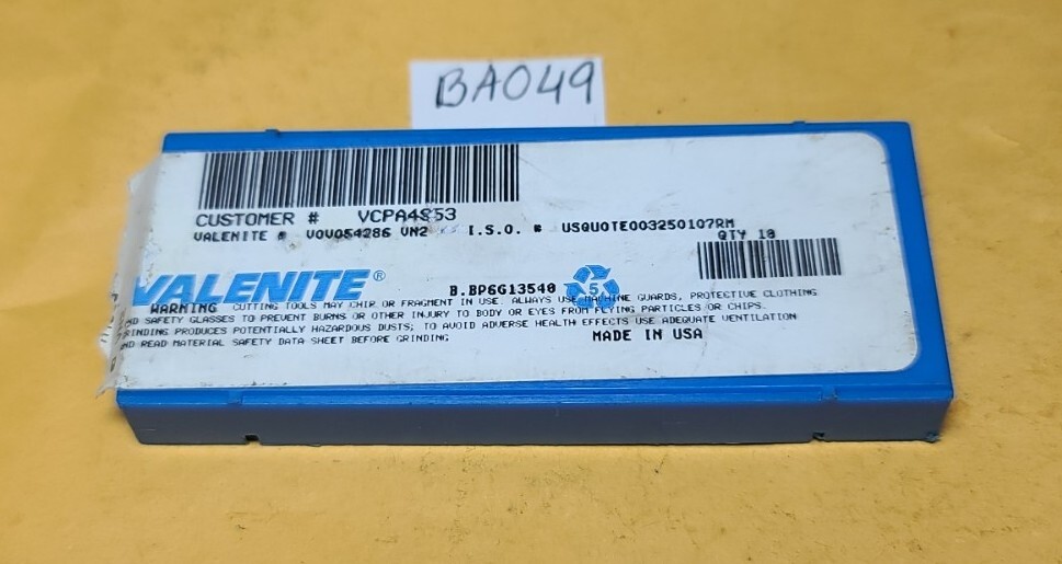 VALENITE VCPA4953 VN2 INSERTS 8 PCS