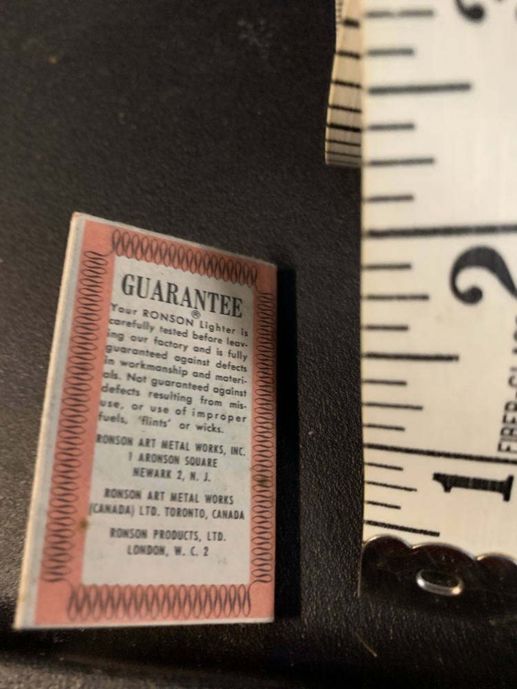 Ronson Pocket Cigarette Lighter Instruction Booklet.
