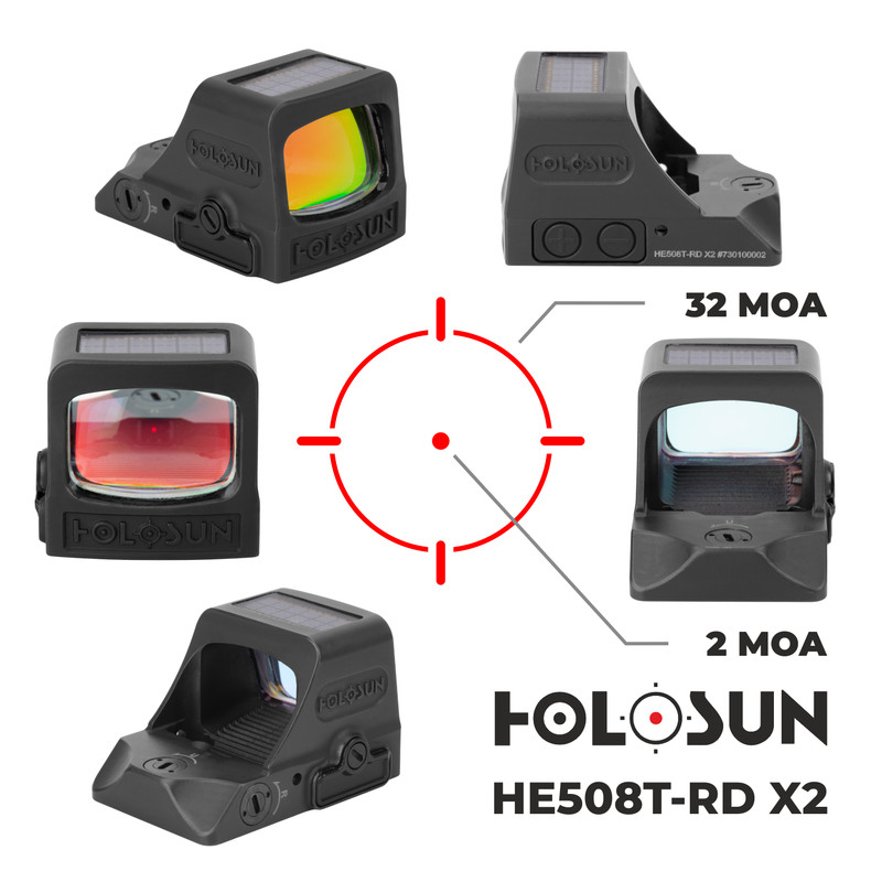 Holosun HE508T-RD X2 Red Dot Sight Multi-Reticle System and Shake Awake