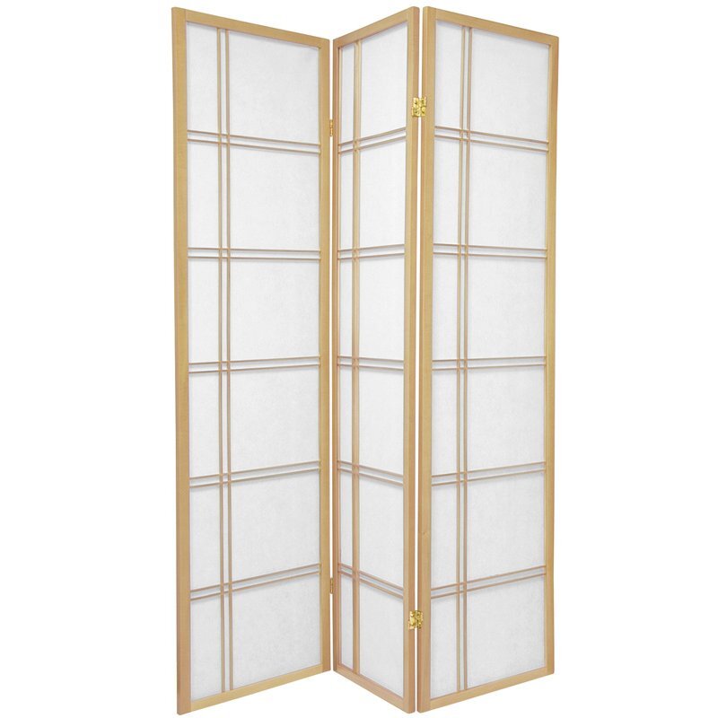 6 ft. Tall Double Cross Shoji Screen - Natural - 3 Panels