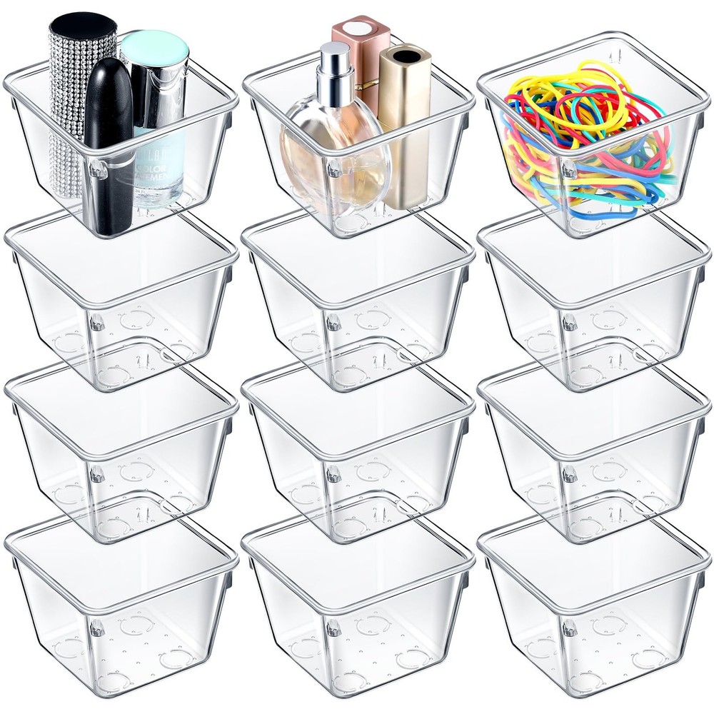 Tioncy 16 Pcs Stackable Clear Drawer Organizer Set 3" x x 2" Small clear