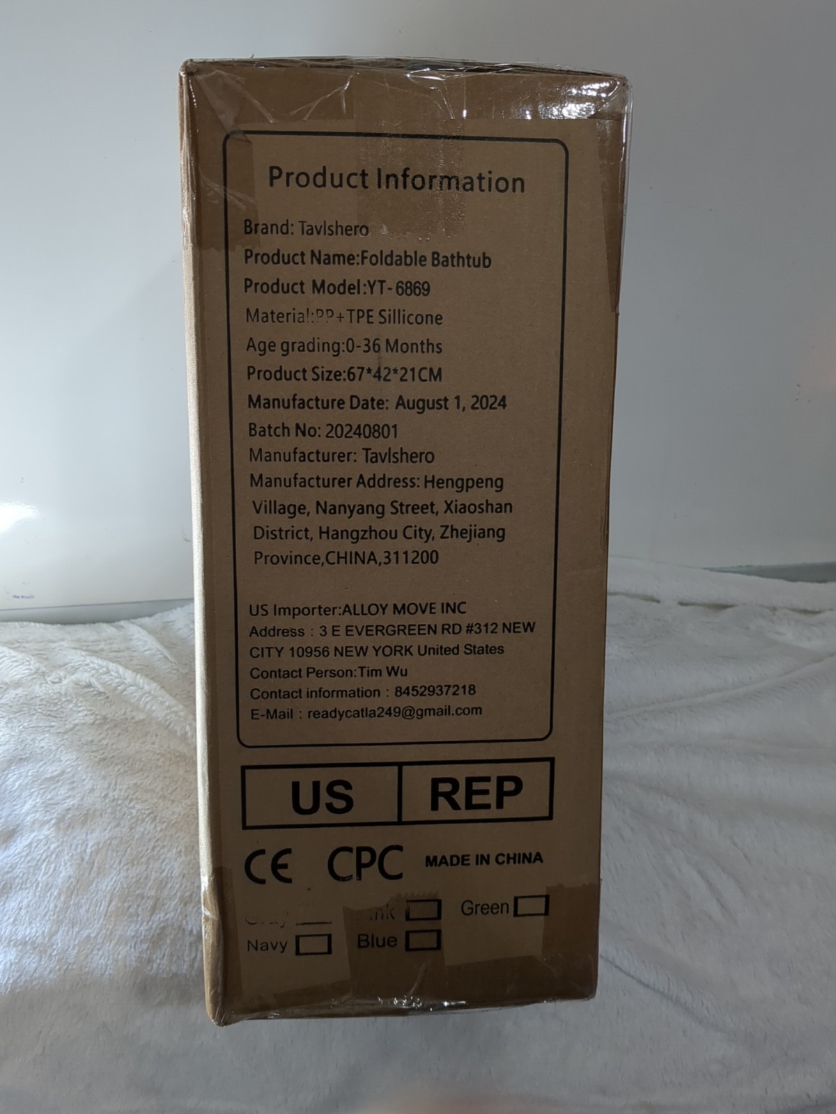 Foldable Baby Bathtub with Cushion & Temp Sensor, Portable Infant Tub 0–36M