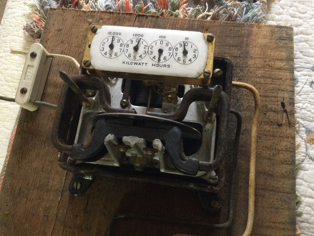 early antique electric fuse panel and meter