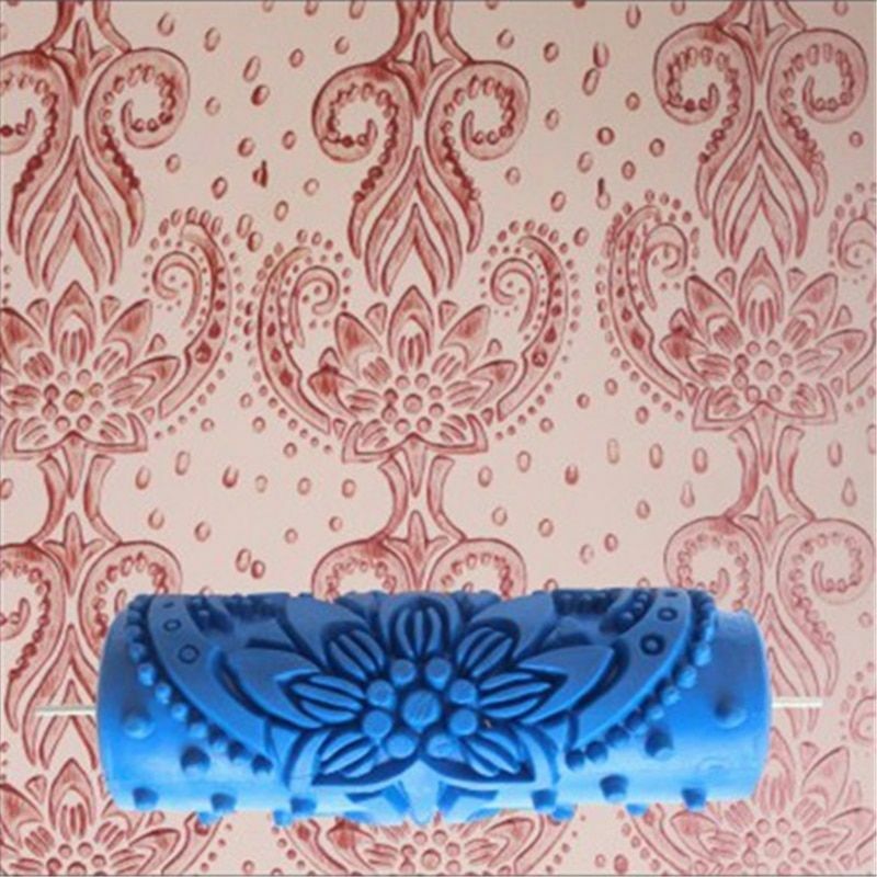 5inch Embossed Paint Roller Wall Texture Stencil Brush Floral Pattern Decoration