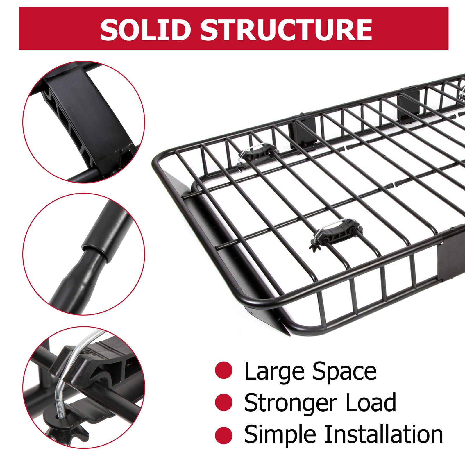 64" Roof Rack Basket Cargo Carrier w/ Extension Top Luggage Holder For SUV
