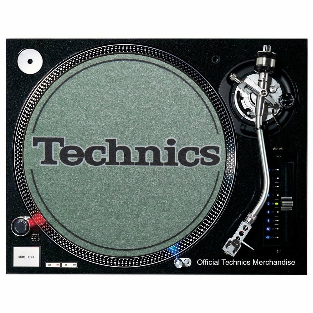 Slipmats Technics Green Metallic Logo Black 1 Pair