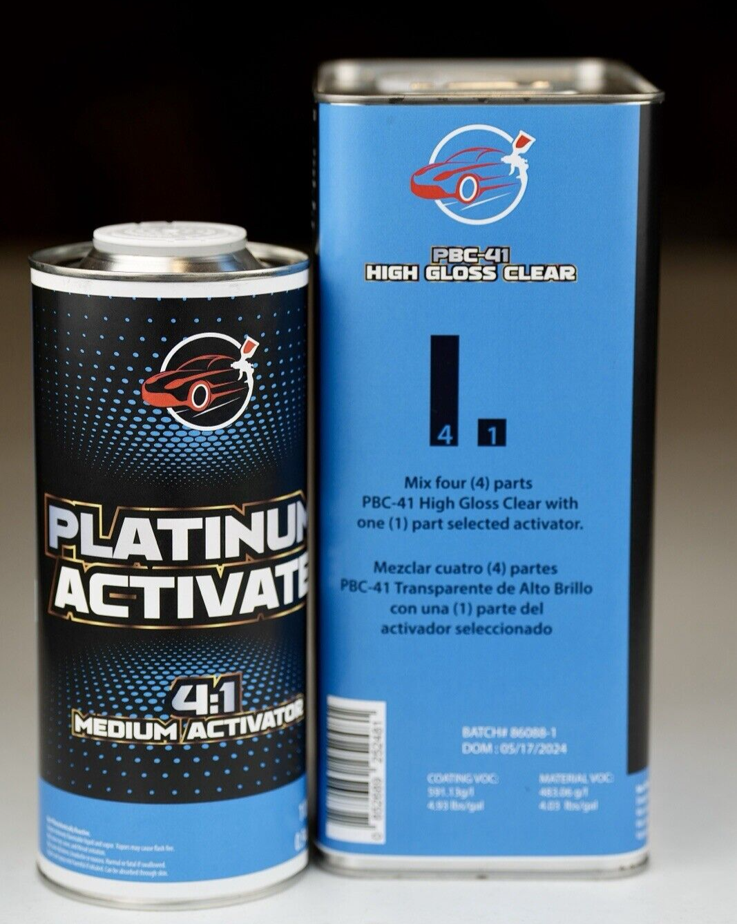 Platinum Clear Coat Gallon Kit 4:1 High Gloss Automotive Clearcoat Med Hardener!