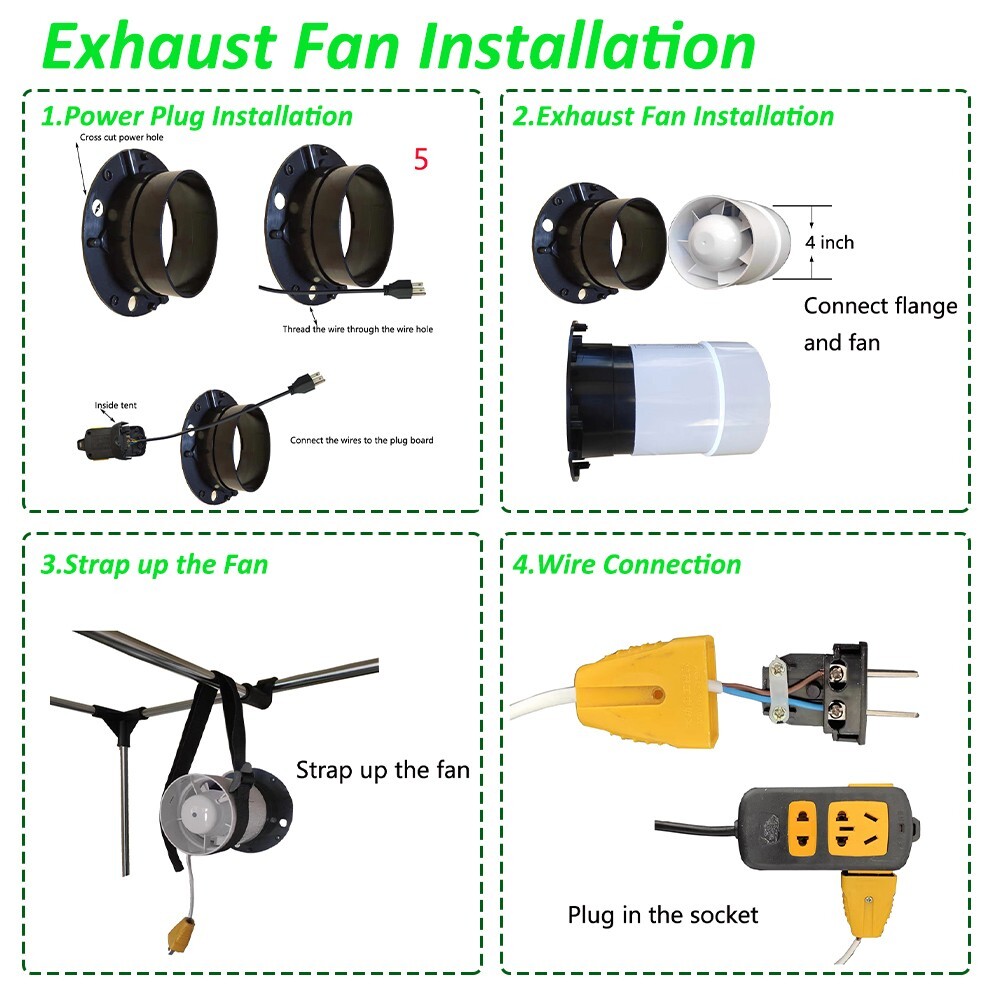 24"x24"x55" Grow Tent Kit w/LED Full Spectrum Grow Light +Ventilation Inline Fan