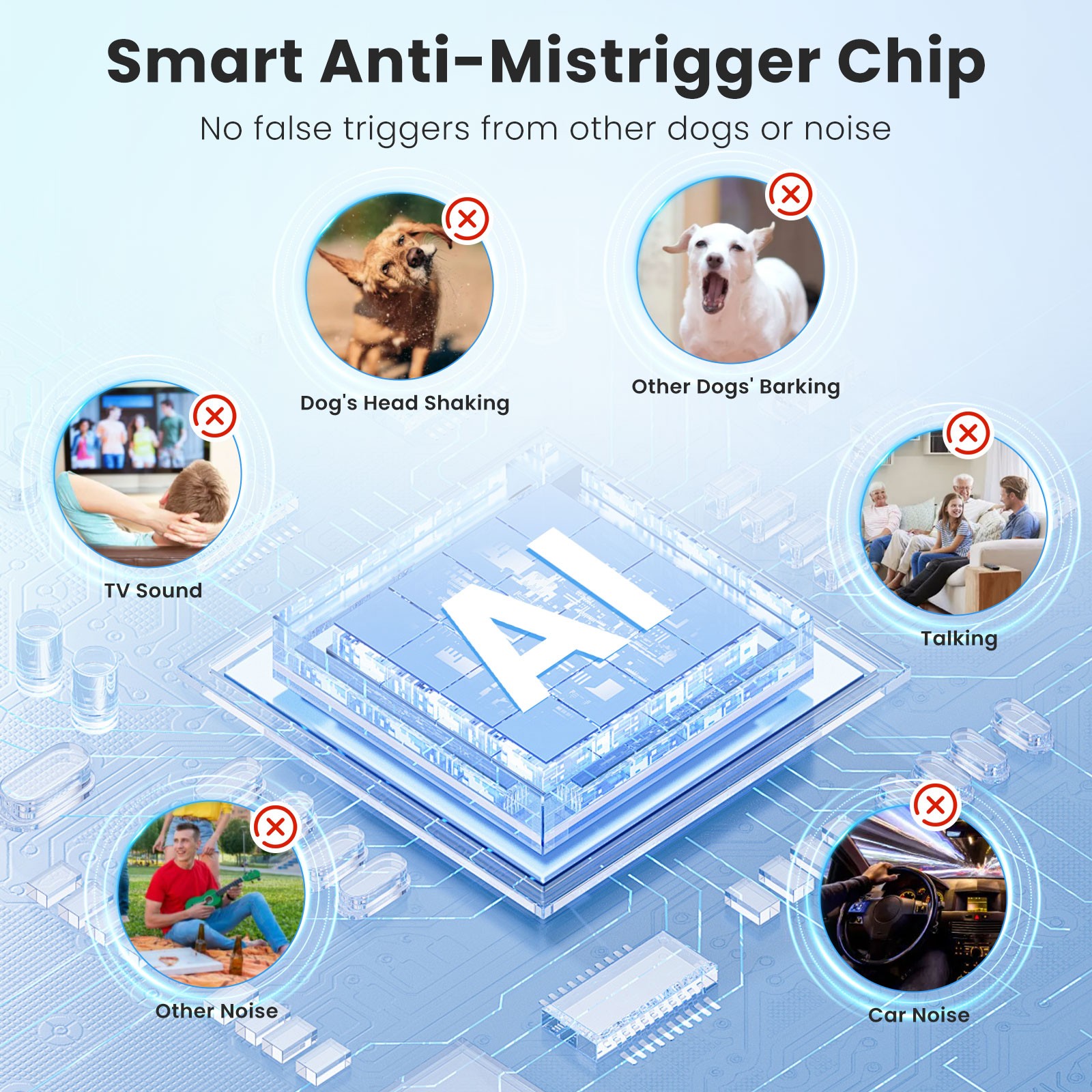 Dog Bark Collar 5 Training Modes Accidental Triggering for 10-120 lbs Dogs NEW