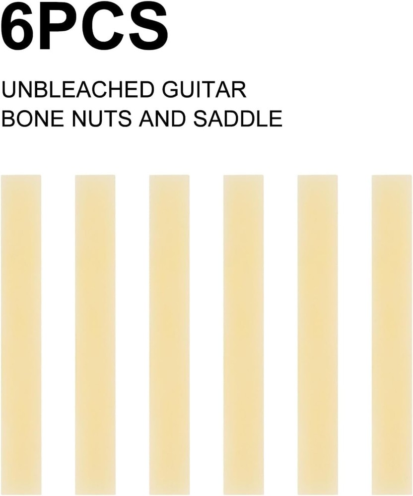 6Pcs Unbleached Guitar Bone Saddle, Blank Guitar Bridge Saddle, Pure Bone Saddle