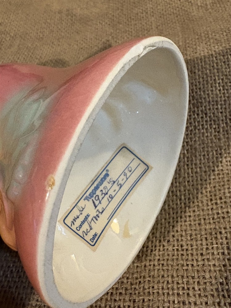 mid-century Hull pottery loop handle bell, 6 inch