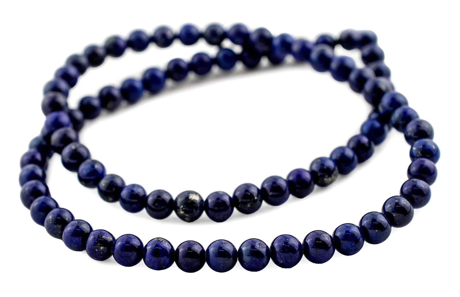 Vintage Round Dark Lapis Lazuli Beads 5mm Blue Gemstone 16 Inch Strand