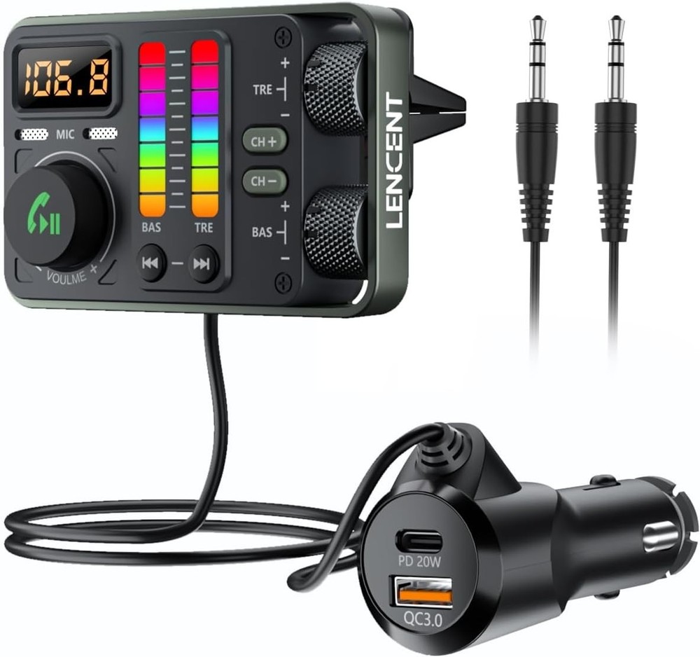 Advanced Bluetooth 5.3 FM Transmitter with Dual USB Charger & Noise Cancellation