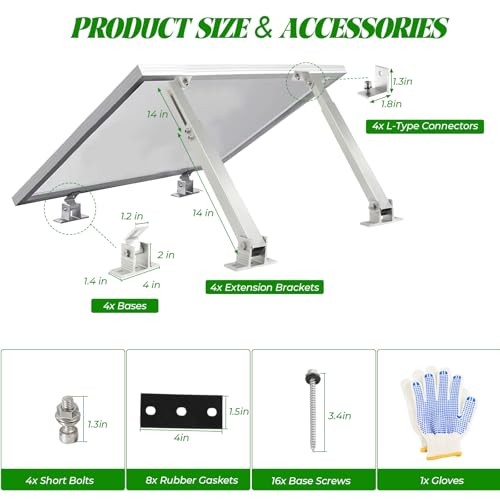 Solar Panel Mounting Brackets, 2 Sets Adjustable Solar 14-27in adjustable-2 set